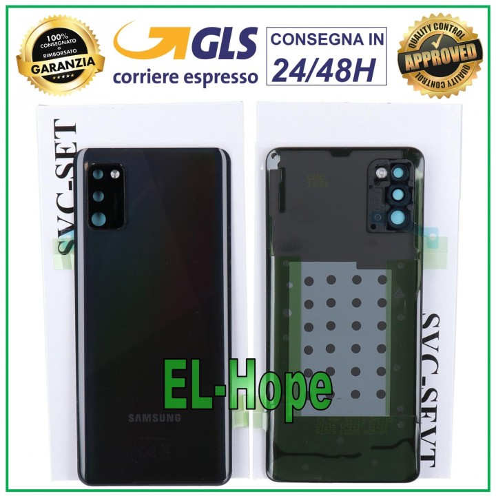 Coque arrie're originale en verre noir pour Samsung Galaxy A41 SM-A415