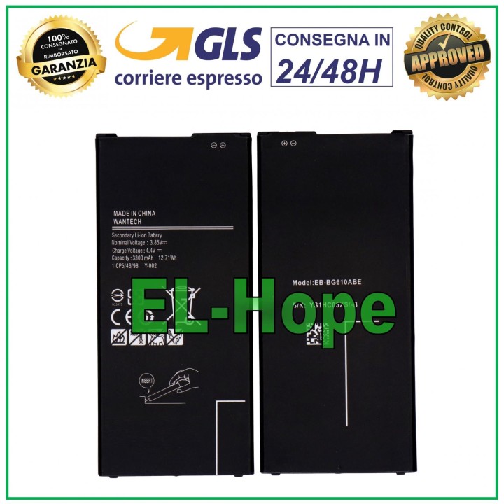 Batterie EB-BG610ABE pour Samsung Galaxy J6 Plus SM-J610F 3300 mAh, e'quivalente a' le originale