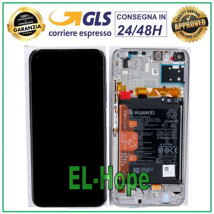 Cadre de e'cran LCD de origine + batterie Huawei P40 Lite JNY-L21 LX1 Touch Crystal
