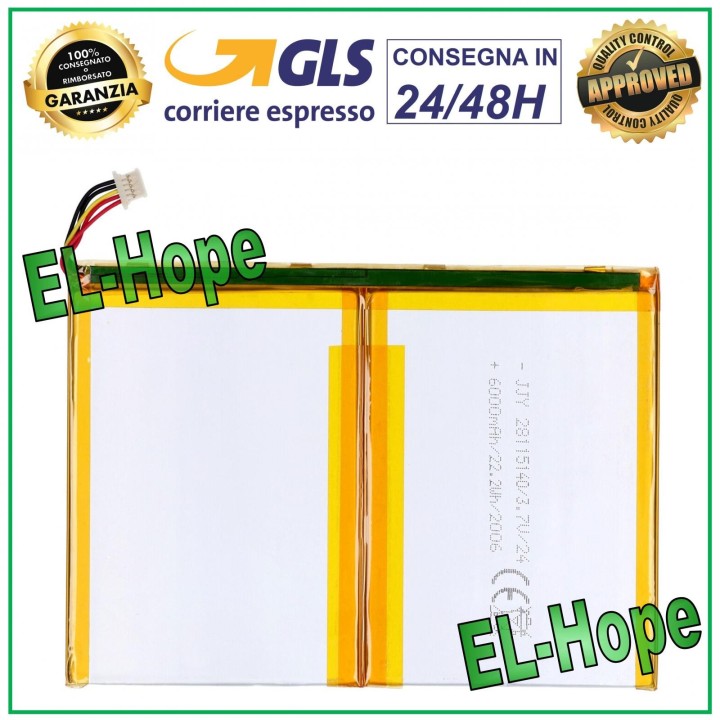 Batterie pour tablette Majestic 3,7 V 6 000 MAH - Dimensions : 14 cm x 10 cm x 0,3 mm