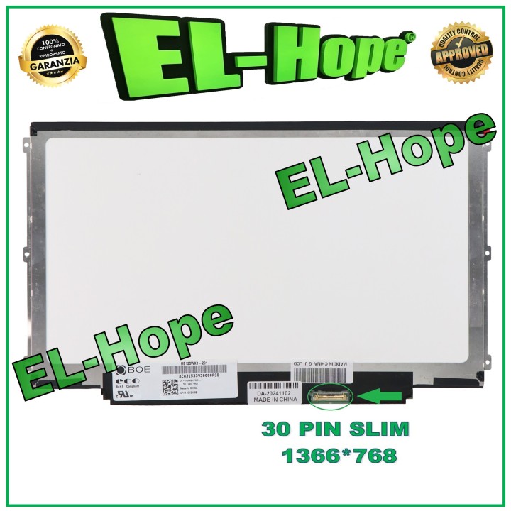 Écran LCD LED HD 12,5 pouces HB125WX1-100 pour ordinateur portable 30 broches, fin, 1366 x 768
