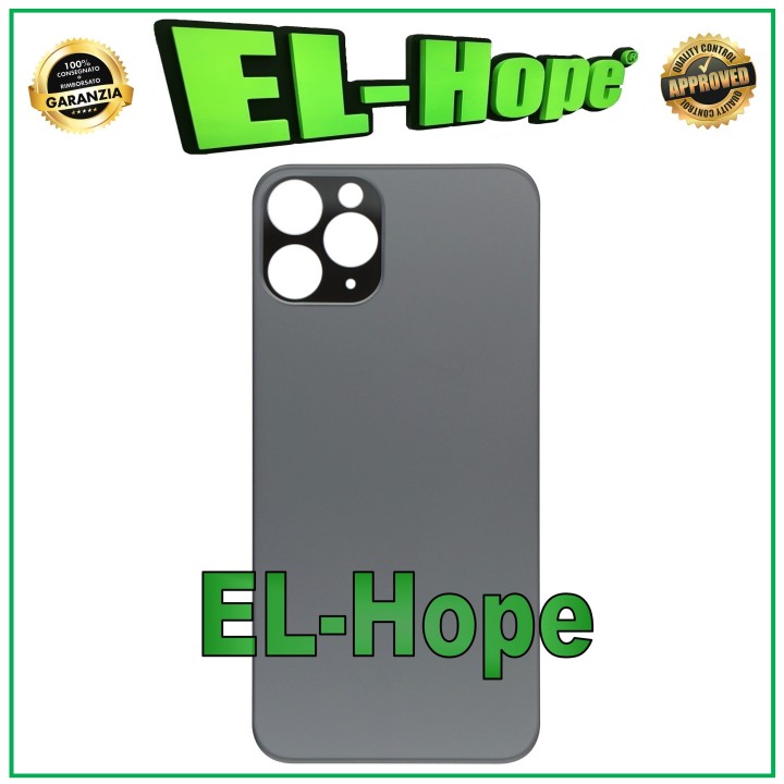Coque arrie're en verre pour iPhone 11 Pro, grand trou, gris side'ral