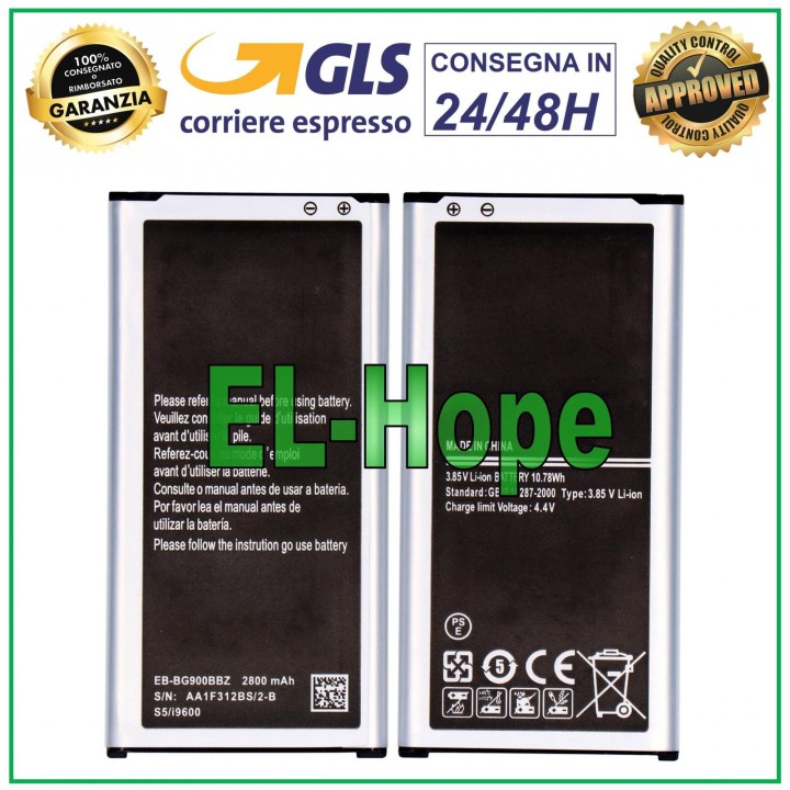 Batterie EB-BG900BBE pour Samsung Galaxy S5 SM-G900F GT-I9600 2800 mAh