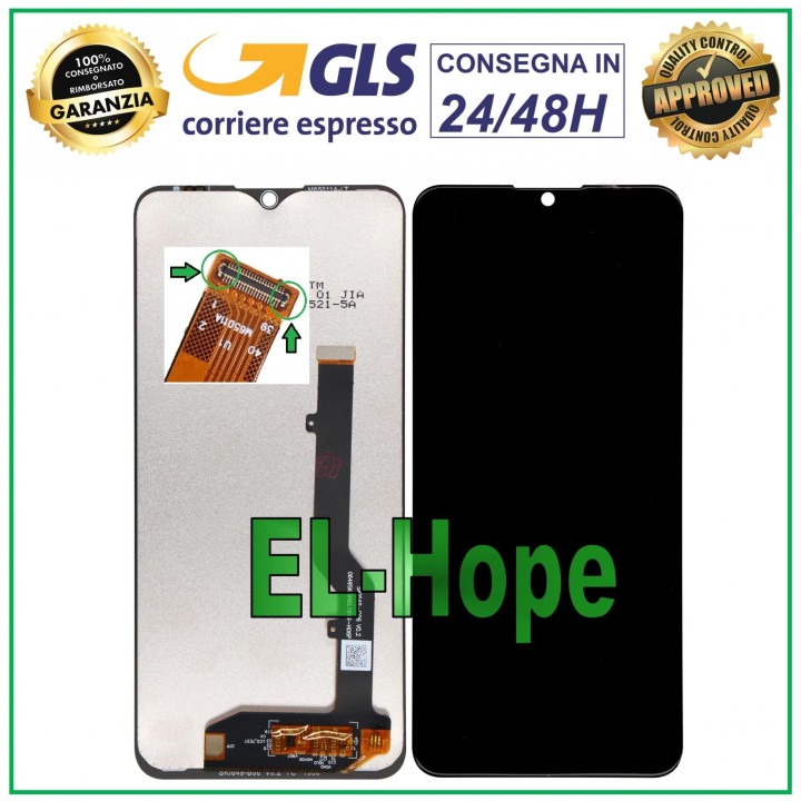 Écran LCD tactile noir pour ZTE Blade 20 Smart V2050