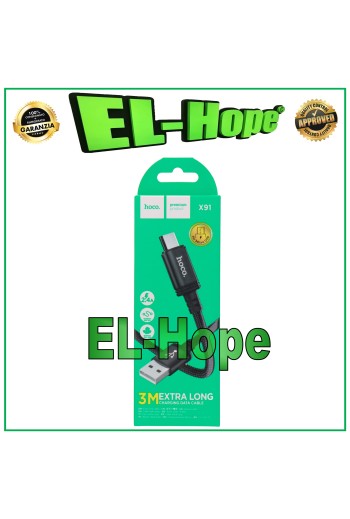 Câble de données, câble de charge, chargeur de batterie, micro USB, universel, Hoco, noir, 3 m