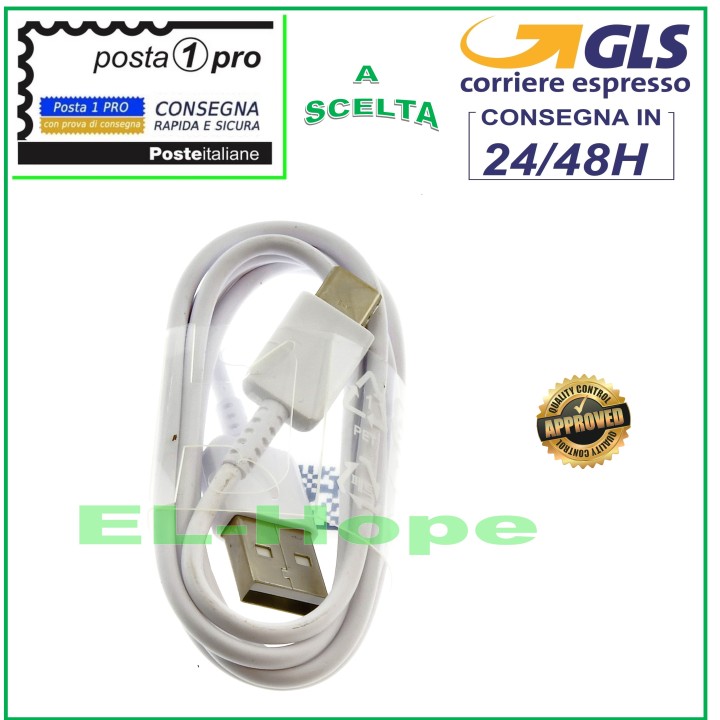 Câble type C pour Samsung Galaxy S9, S10, S8 Plus, Note 7 et 8, blanc, 1,20 m