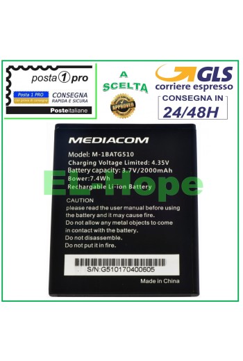 Batterie d origine Mediacom M-1BATG510 Phonepad Duo G510 M-PPAG510 M-PPBG510
