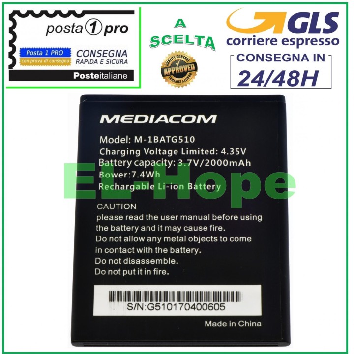 Batterie d origine Mediacom M-1BATG510 Phonepad Duo G510 M-PPAG510 M-PPBG510