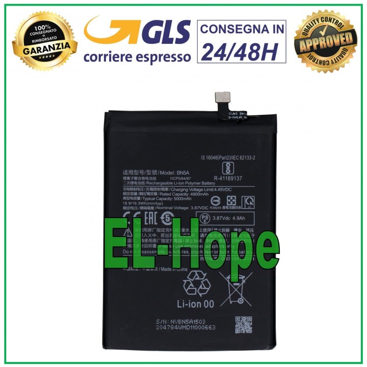 Batterie BN5A pour Xiaomi Redmi Note 10 5G M2103K19G 5000 mAh, e'quivalente a' l originale