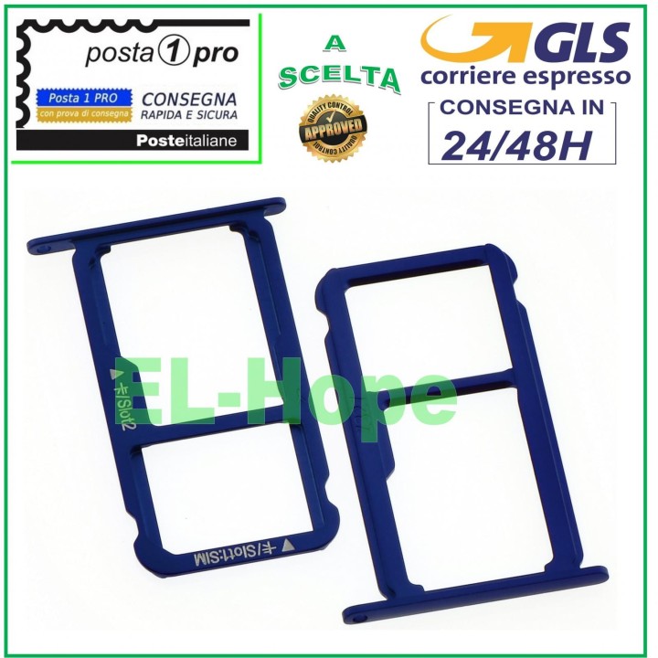 Compartiment pour carte nano SIM + micro SD pour Huawei Honor 8 FRD-L09 FRD-L19 Bleu