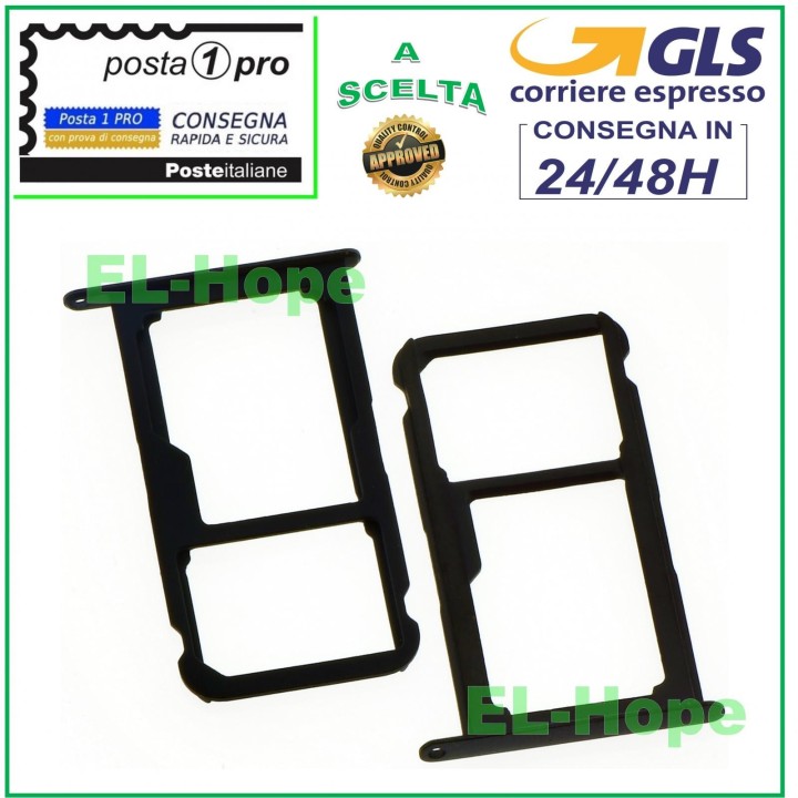 COMPARTIMENT POUR CHARIOT NANO SIM MICRO SD HUAWEI P9 LITE VNS-L31 L23 L21 NOIR