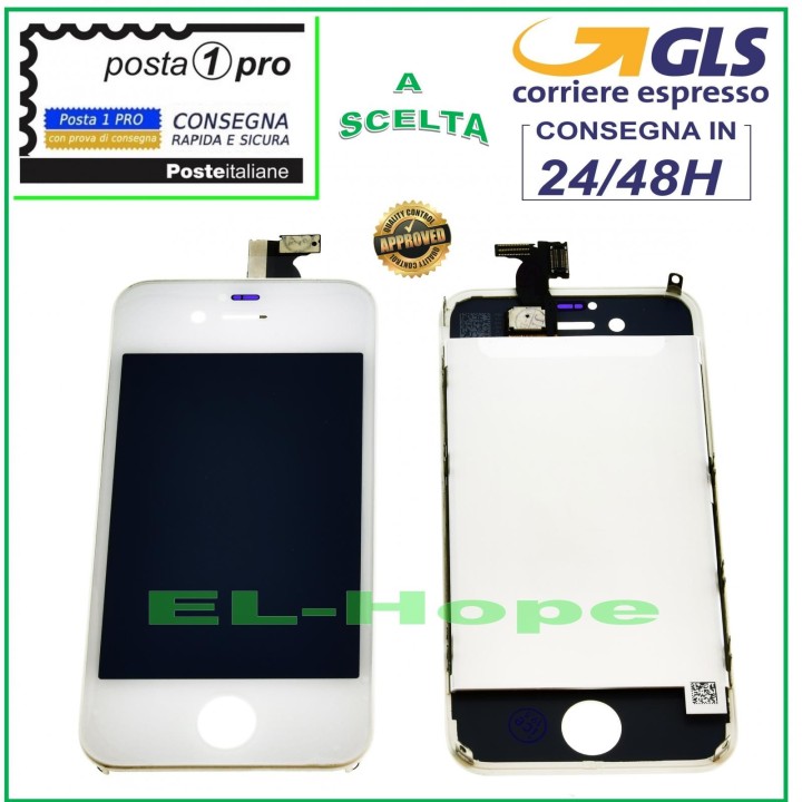 Écran tactile LCD Retina pour Apple iPhone 4, blanc, avec cadre
