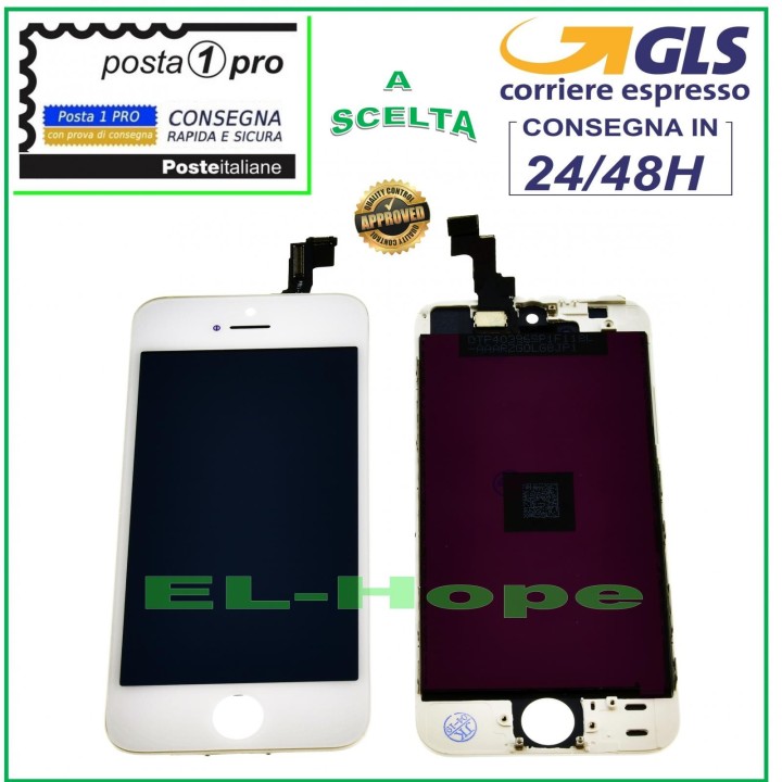 Écran LCD RETINA pour Apple iPhone 5S, e'cran tactile en verre blanc + cadre