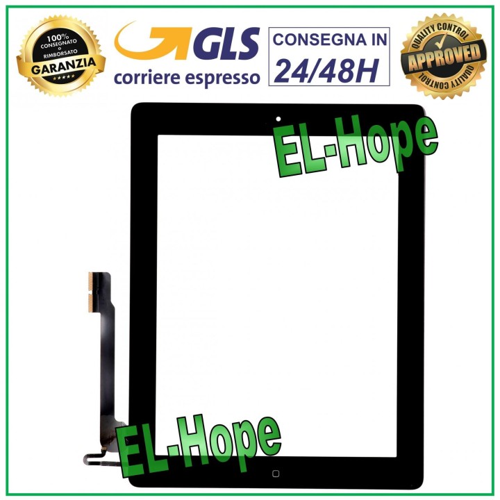 ÉCRAN TACTILE POUR APPLE IPAD 4 WIFI 3G A1458 A1459 A1460 VERRE NOIR + BOUTON HOME