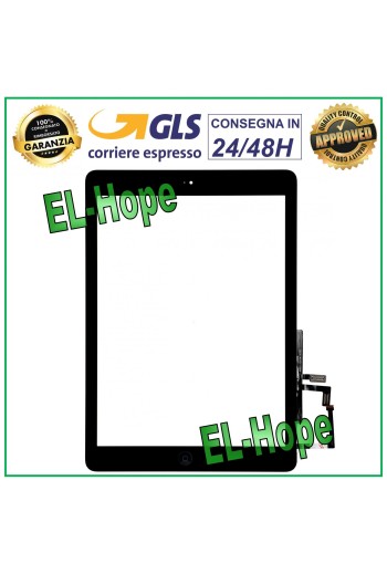 Écran tactile pour Apple iPad 5 Air Wi-Fi 3G A1474 A1475 A1476 en verre noir + bouton Home