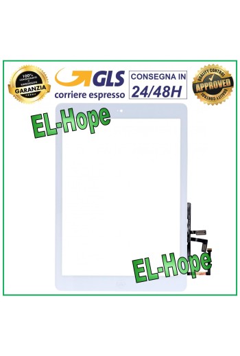 Écran tactile pour Apple iPad 5 Air Wi-Fi 3G A1474 A1475 A1476 en verre blanc + bouton Home 