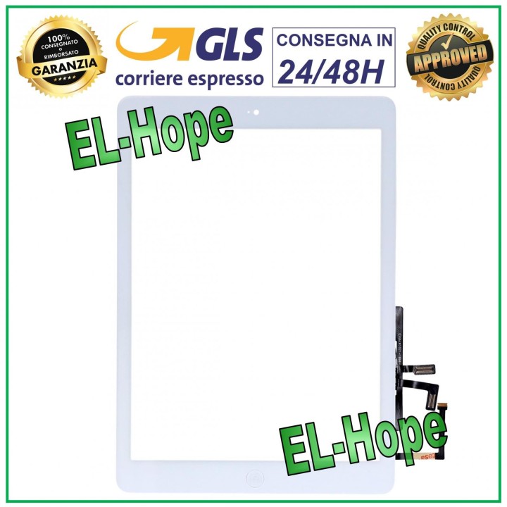 Écran tactile pour Apple iPad 5 Air Wi-Fi 3G A1474 A1475 A1476 en verre blanc + bouton Home