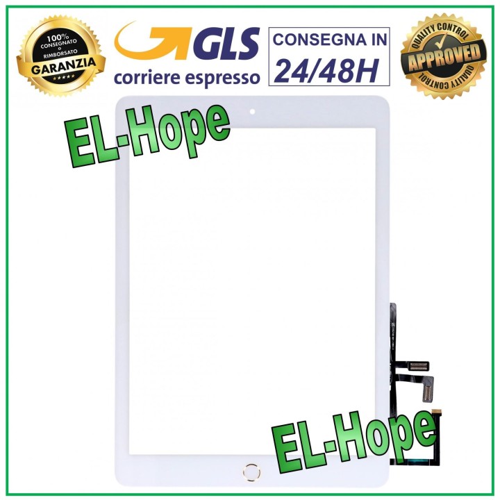 Écran tactile pour Apple iPad 5 Air, Wi-Fi, 3G, puce A1822/A1823, verre blanc + bouton Home