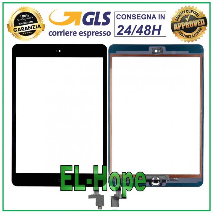 Écran tactile pour Apple iPad Mini Wi-Fi 3G A1432 A1454 A1455 en verre noir + bouton Home