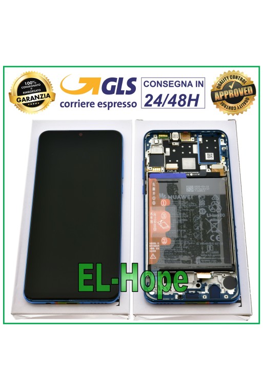 Cadre d écran tactile LCD d origine + batterie Huawei P30 Lite Mar-LX1A 48 MP Bleu
