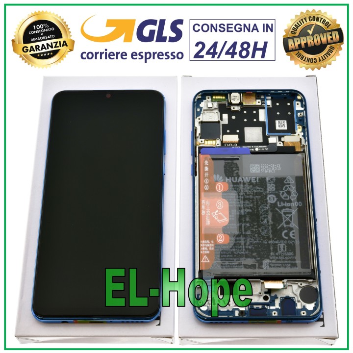 Cadre d e'cran tactile LCD d origine + batterie Huawei P30 Lite Mar-LX1A 48 MP Bleu