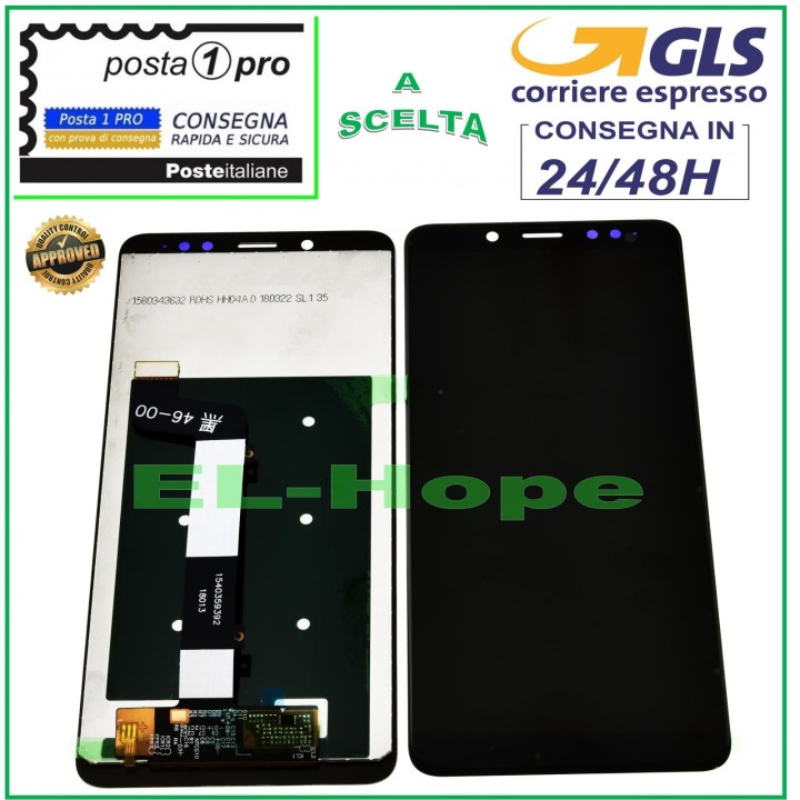 Écran LCD tactile en verre noir pour Xiaomi Redmi Note 5/5 Pro