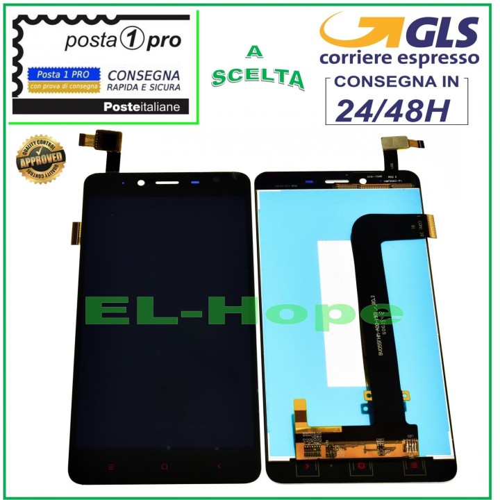 Écran LCD tactile en verre noir pour Xiaomi Hongmi Redmi Note 2