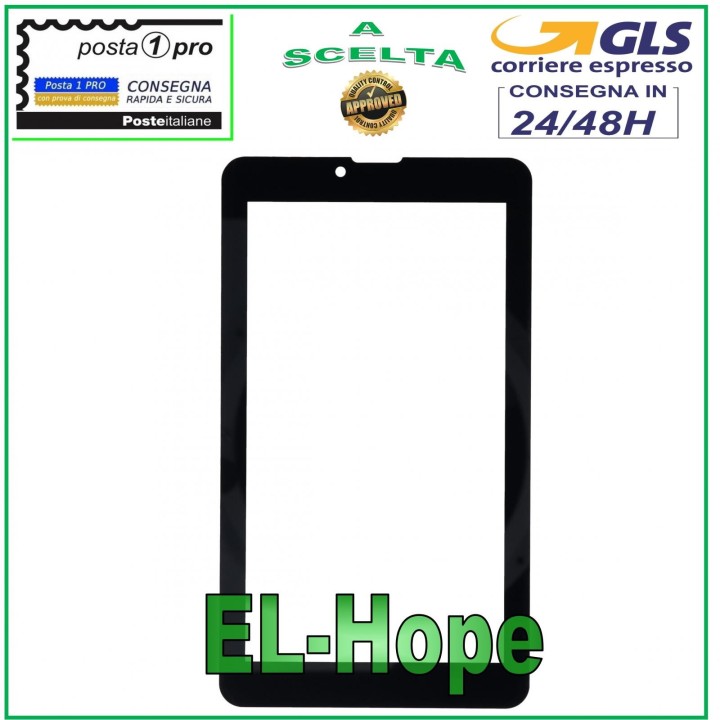 Vitre tactile pour tablette Majestic Tab-627, verre original noir + adhe'sif double face