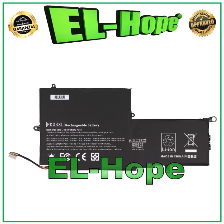 Batterie pour ordinateur portable HP PK03XL 4810 mAh 11,4 V 56 Wh, noire, e'quivalente a' l originale