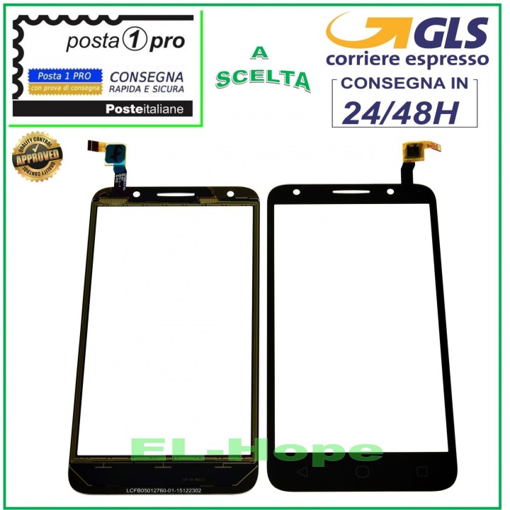 Vitre tactile noire pour Alcatel Pixi 4 5.0  5045 5045X