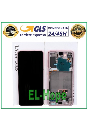 Écran tactile LCD d origine Samsung Galaxy S21 SM-G991 avec châssis rose
