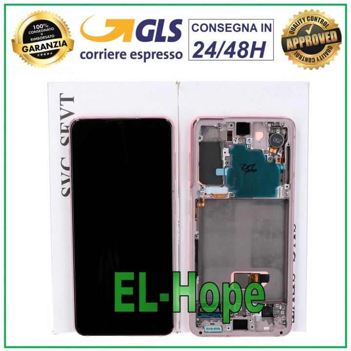 Cadre d origine, e'cran tactile rose pour Samsung S21 SM-G991 (GH82-27255D)