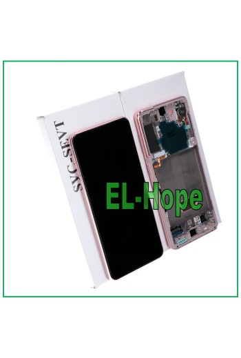 Écran tactile LCD d origine Samsung Galaxy S21 SM-G991 avec châssis rose