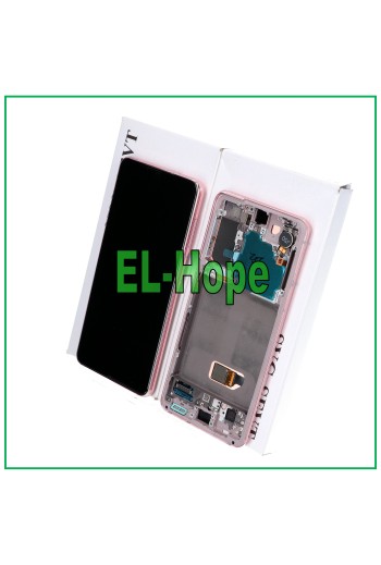 Écran tactile LCD d origine Samsung Galaxy S21 SM-G991 avec châssis rose