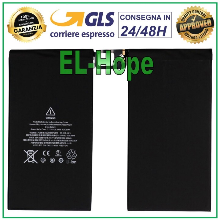 Batterie de remplacement Li-ion pour Apple iPad Pro 12.9 pouces A1577 A1584 A1652 10307 mAh