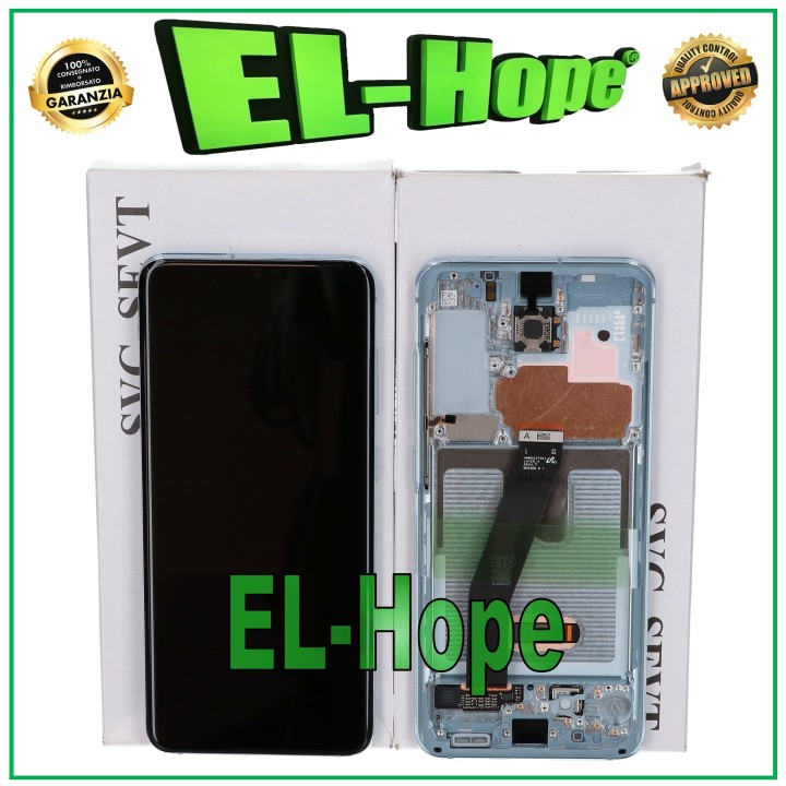 Écran + cadre d origine Samsung S20 SM-G980 G981 tactile bleu GH82-22131D