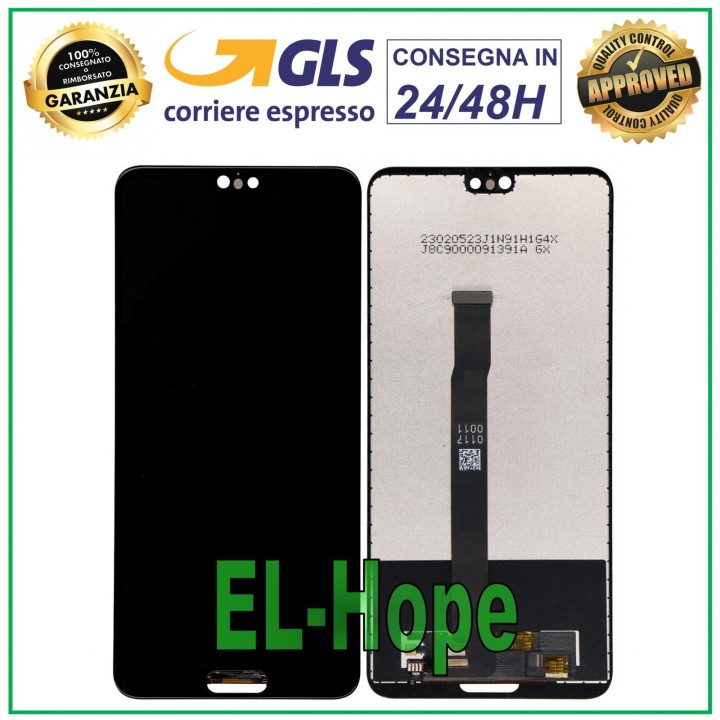 Écran LCD tactile en verre noir pour Huawei P20 EML-L09 L09C L29 AL00