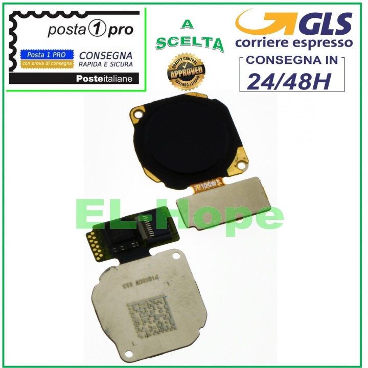Cle' plate avec capteur d'empreintes digitales pour Huawei P8 Lite 2017 LX1 Noir