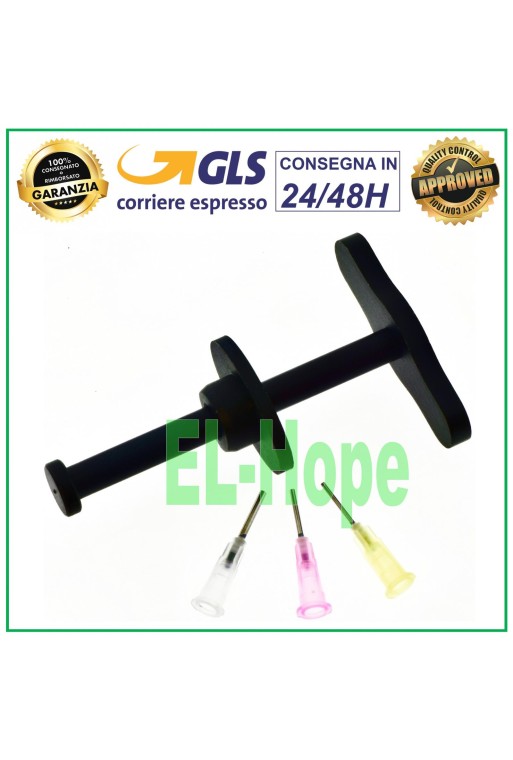 SERINGUE À PISTON PISTON MÉTALLIQUE POUR DISTRIBUTEUR DE FLUX + KIT 3 AIGUILLES