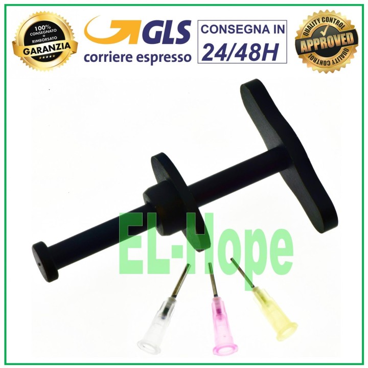 SERINGUE À PISTON PISTON MÉTALLIQUE POUR DISTRIBUTEUR DE FLUX + KIT 3 AIGUILLES