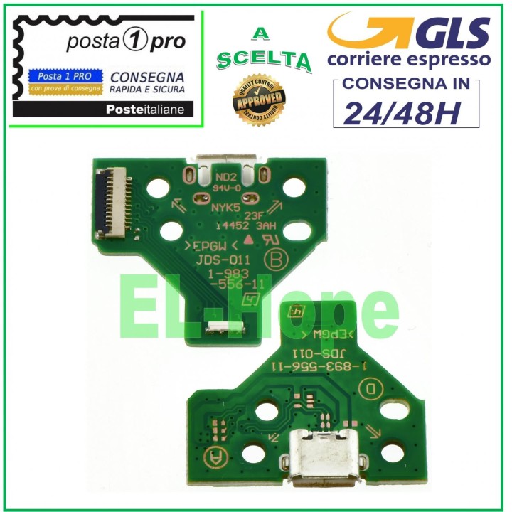 Connecteur de charge micro USB PCB 12 broches JDS-011 pour manette Sony PS4