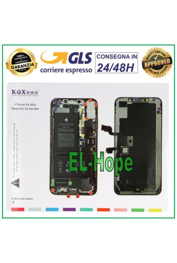 Tapis magnétique pour vis illustré pour le démontage des vis de l iPhone XS Max