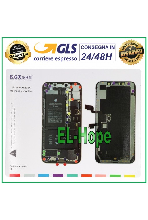 Tapis magnétique pour vis illustré pour le démontage des vis de l iPhone XS Max