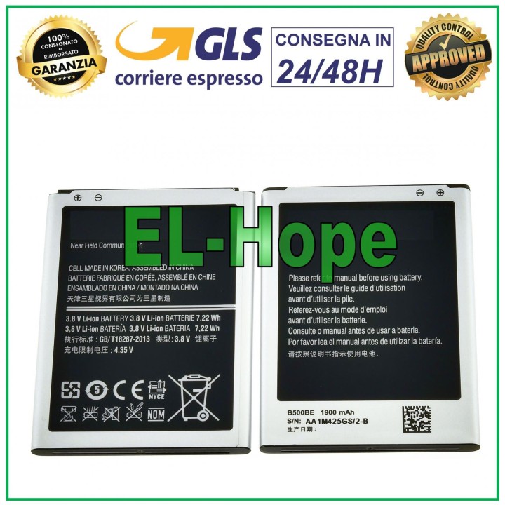 Batterie EB-B500BE pour Samsung Galaxy S4 Mini GT I9190 I9195 1900 mAh