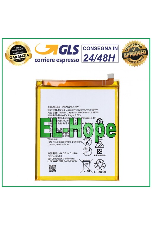 Batterie HB376883ECW pour Huawei P9 Plus Vie-L29 L09 3400 mAh 3,82 V