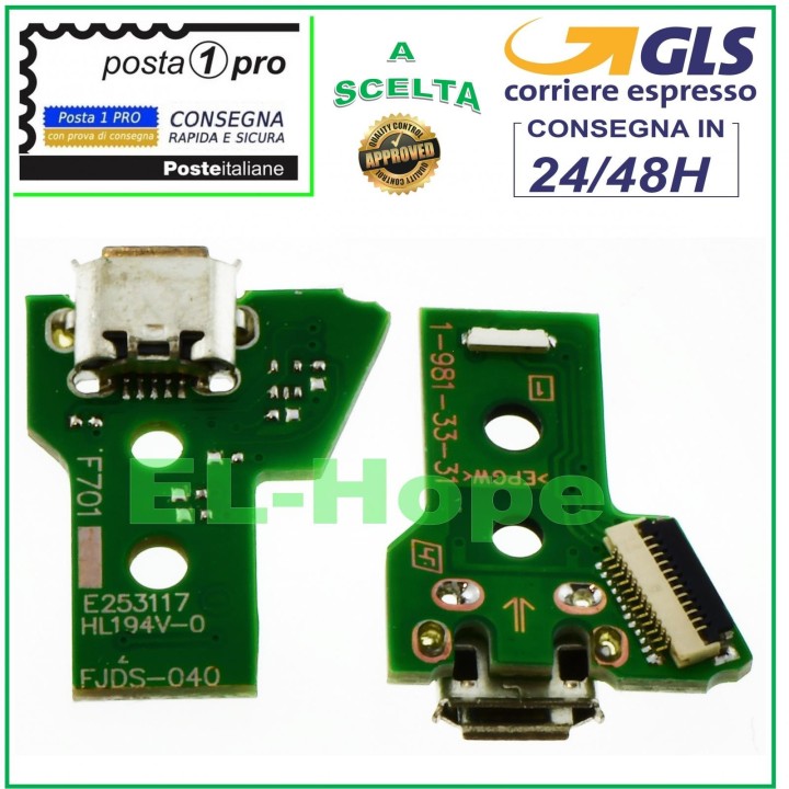 Connecteur de charge micro USB PCB 12 broches JDS-040 pour manette Sony PS4