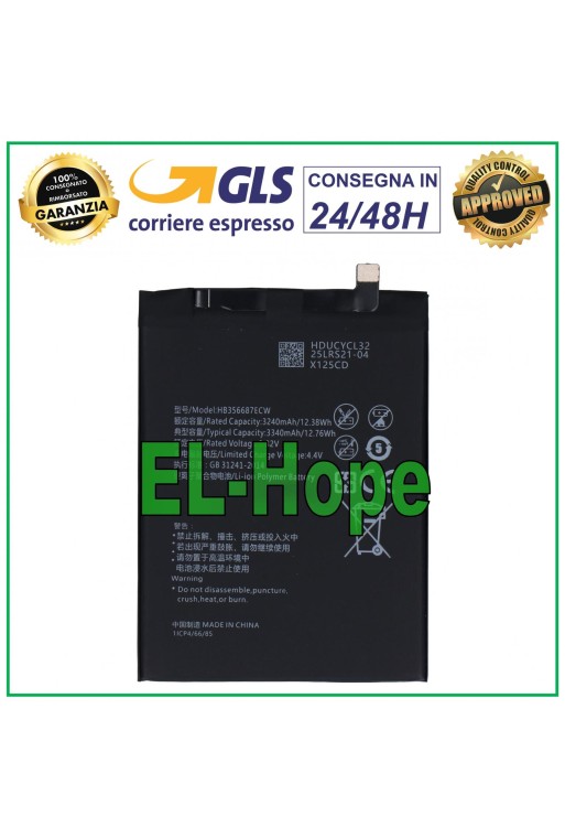 Batterie HB356687ECW pour Huawei Mate 10 Lite RNE-L01 L21 3340 mAh, équivalente à l originale