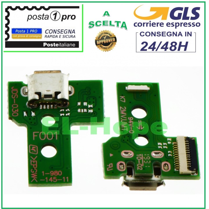 Connecteur de charge micro USB PCB 12 broches JDS-030 pour manette Sony PS4