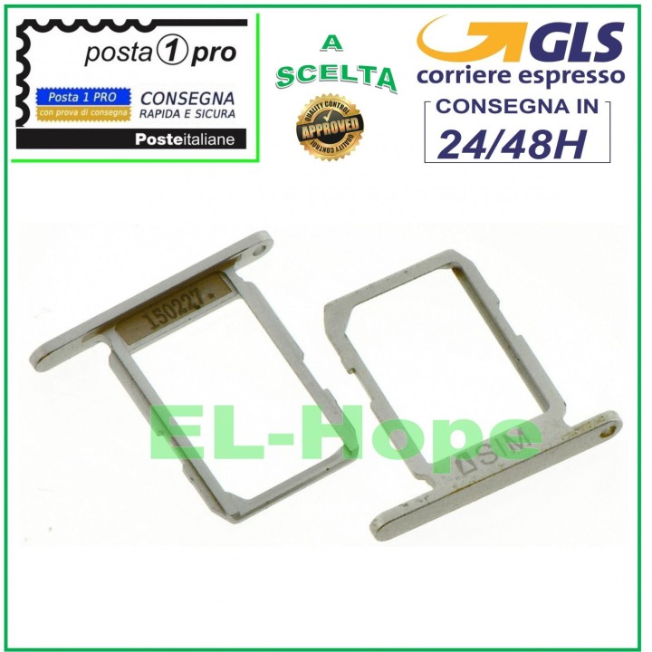 Compartiment pour chariot a' fentes, support pour carte nano SIM pour Samsung Galaxy S6 G920F, argent