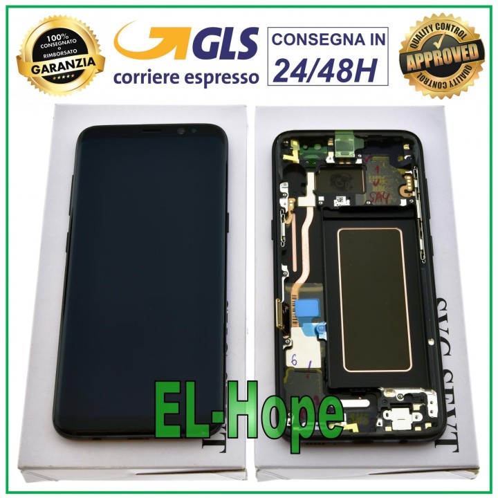 Écran tactile d origine reconditionne' pour Samsung S8 SM-G950, cadre d e'cran noir GH97-20457A